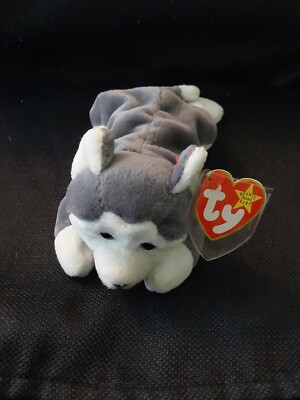 1996 Ty Beanie Babies Nanook Husky Gray Dog *RARE, ERRORS* (Retired, Baby)