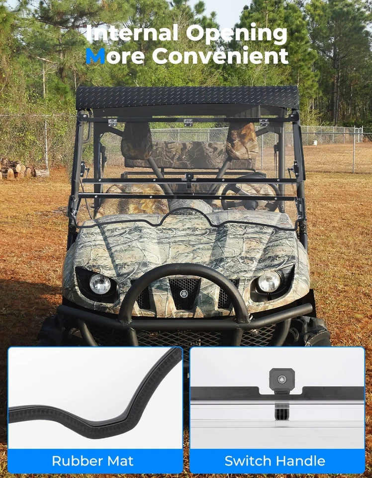 Para-brisa dianteiro flip split dobrável para 2004-13 Yamaha Rhino 450 660 - Imagem 4 de 4