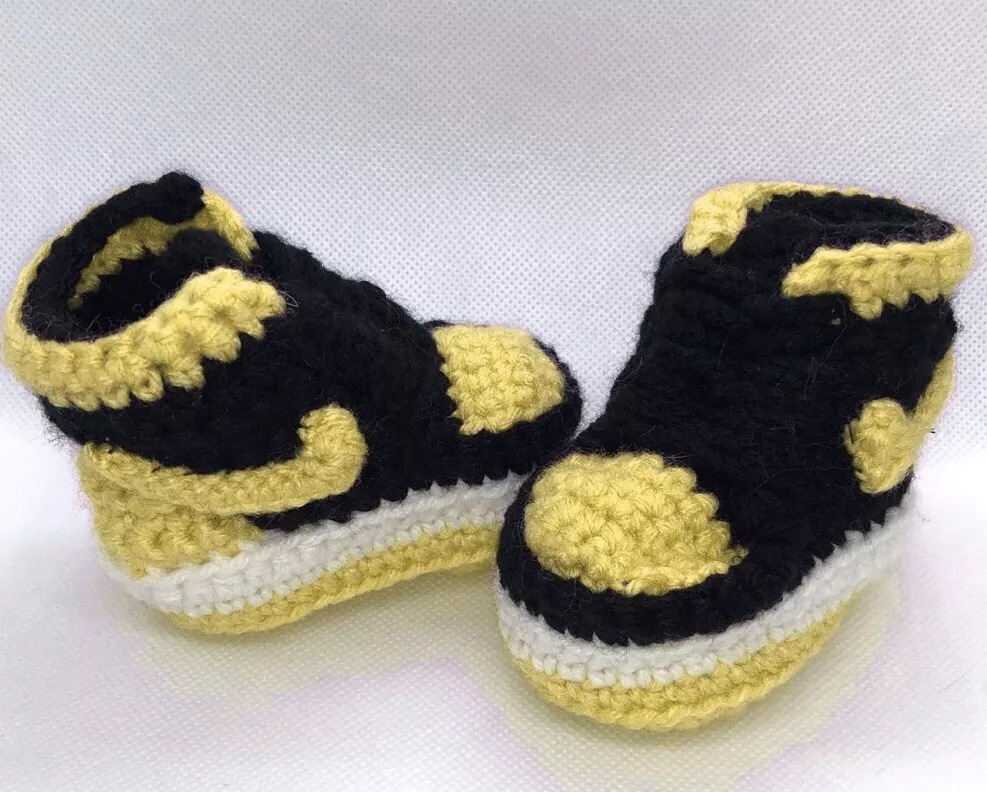 Crochet Baby Sneakers Basketball Air Boys Newborn Knit Yellow | eBay