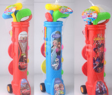 Childrens kids golf set Spiderman Mcqueen cars Frozen golf clubs cart