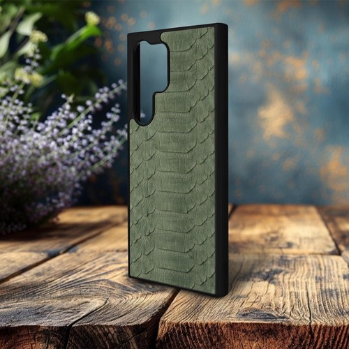 Premium Exotic Python Olive Leather Case Samsung S24 Ultra SkinBacker | Luxury - Picture 5 of 7