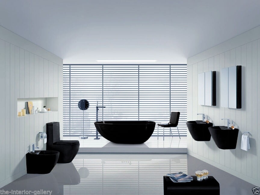 Black Modern One Piece Toilet with Dual Flush (Terzo) - Black | eBay