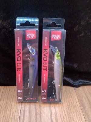 Lot of 2 STRIKE KING KVD ELITE 300 JERKBAIT  Blue Glimmer and Shizzle