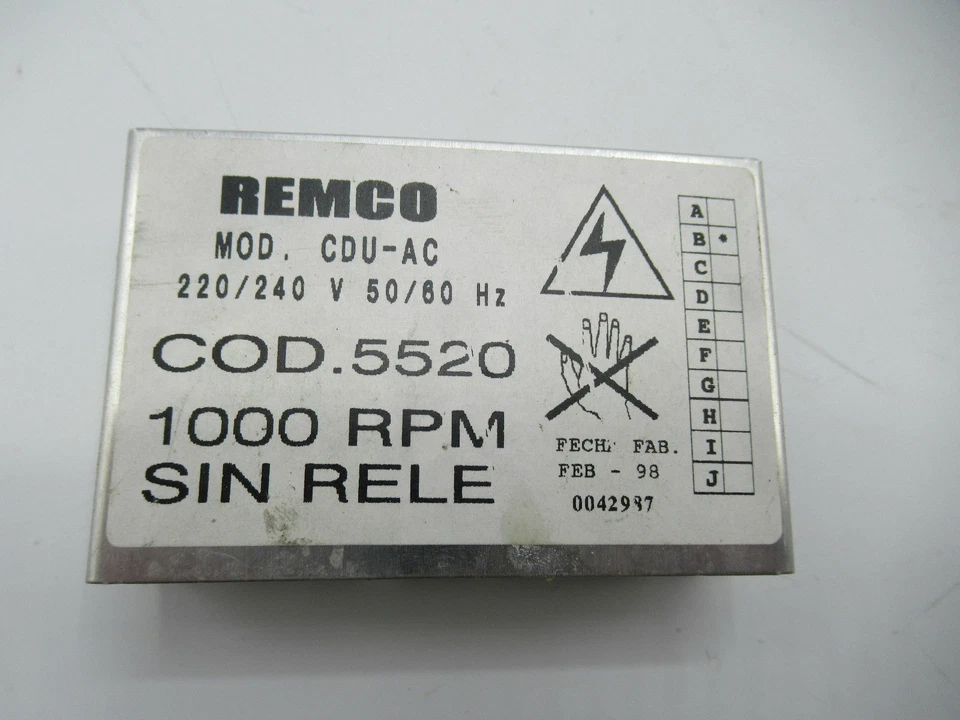 Control Electrónico INDESIT 860 REMCO MOD. CDU-AC COD. 5520 1000 RPM Foto 2 de 3