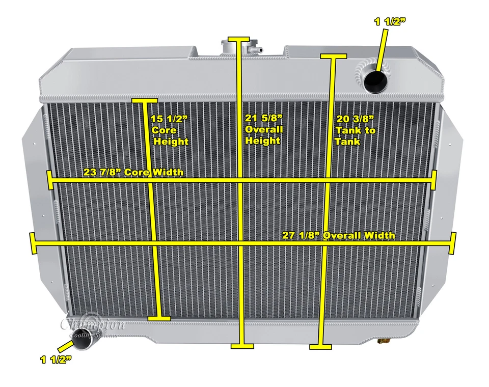 Radiador de aluminio Champion 3 filas todo aluminio para Jeep Jeepster 1972 1973 Foto 3 de 4