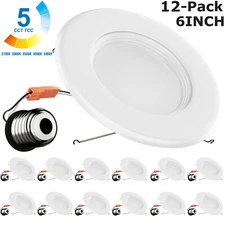 6 Pack / 12 Pack 6 inch 15W LED Can Lights Dimmable Recessed Retrofit Down Light