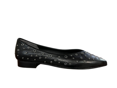 UPPER CLASS Ballerina Leder schwarz mit silbernen Nieten spitz 4101 MADE IN ITALY