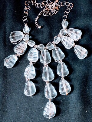 Chico Fashion Designed Statement Clear Acrylic Ice Stoned Strand Necklace  #C