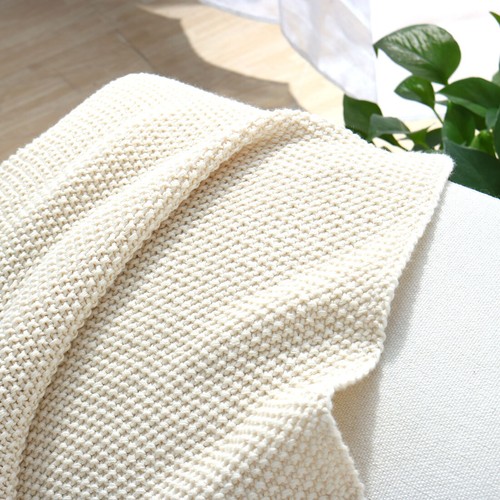Soft 100% Cotton Solid Decorative Knitted Sofa / Bed Throw Blanket in 14 Colours - Bild 5 von 13