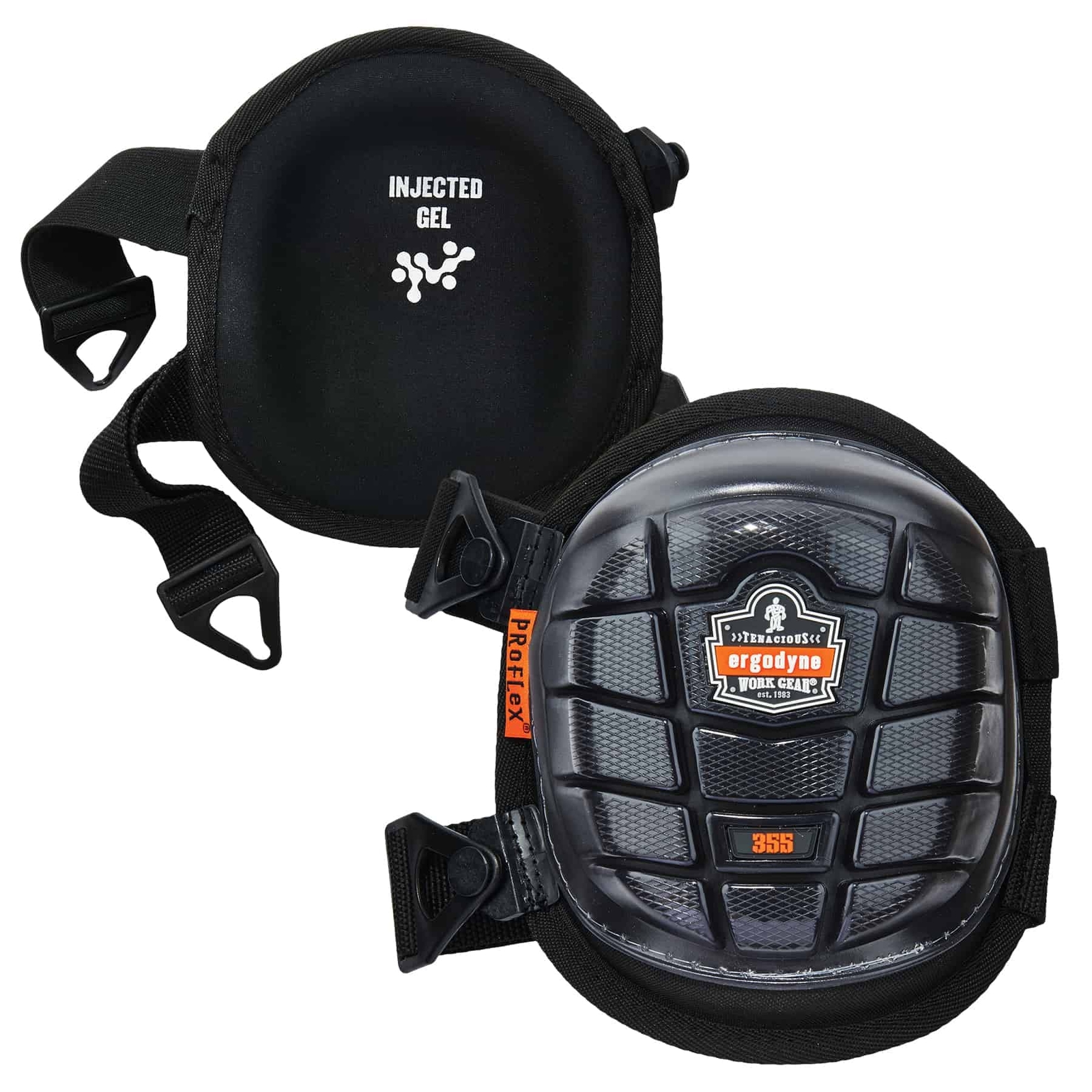 Ergodyne ProFlex 355 Professional Knee Pads, Protective Short Cap, Injected