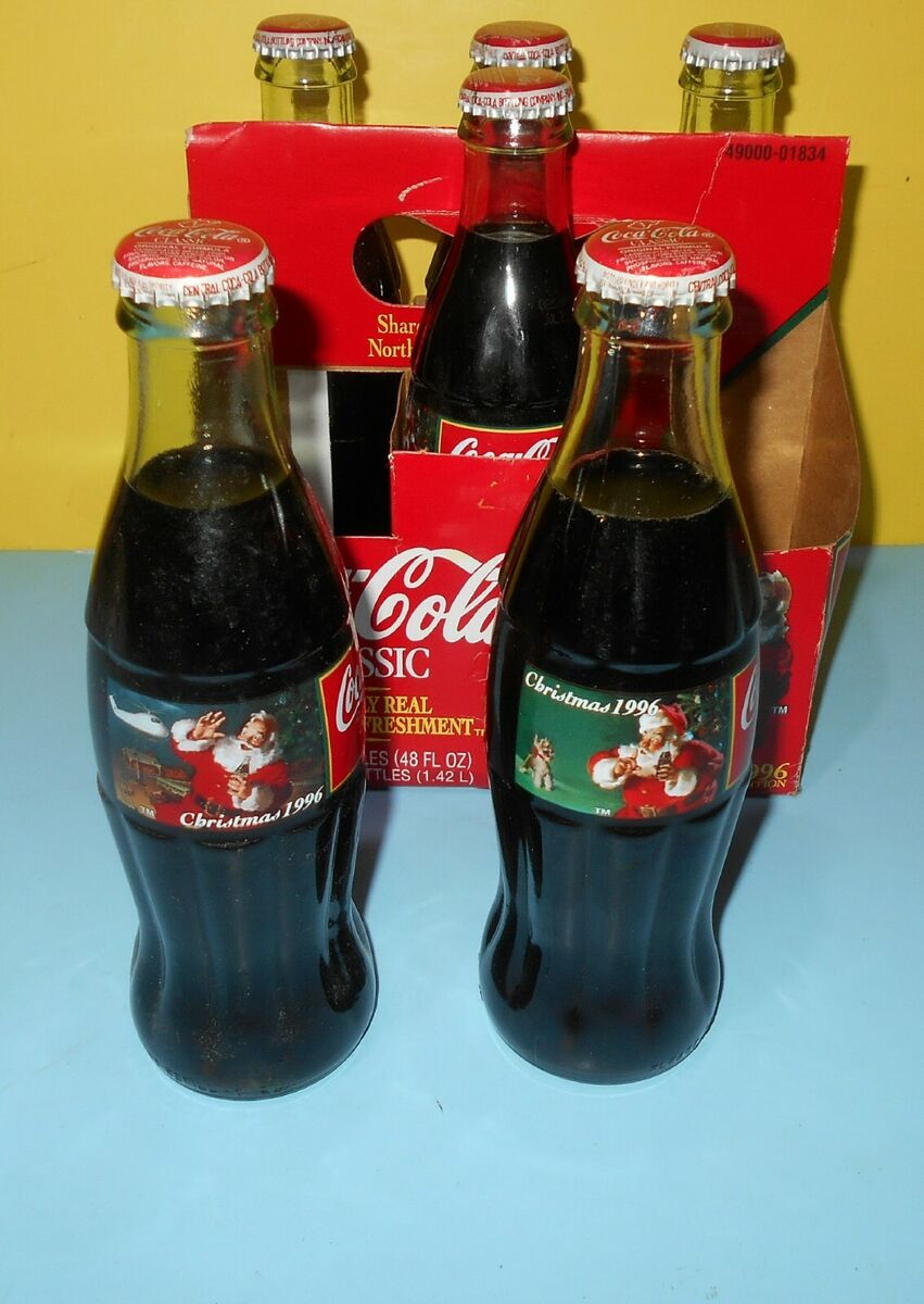 COCA-COLA Coke 1996 Six Pack Christmas 8 OZ Bottles w COCA-COLA Coke 1996 Six Pack Christmas 8 OZ Bottles w