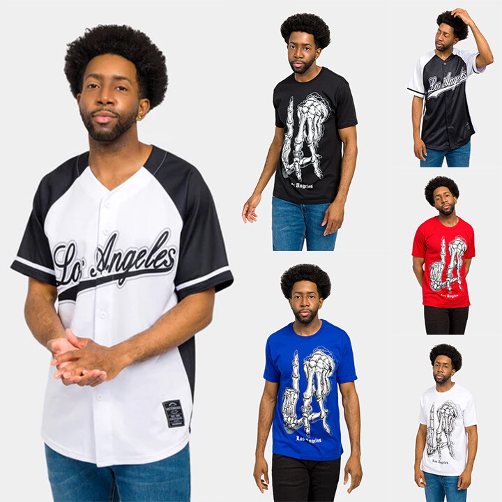 Victorious Men's Los Angeles Baseball Jersey and LA bones t Victorious Men's Los Angeles Baseball Jersey and LA bones t