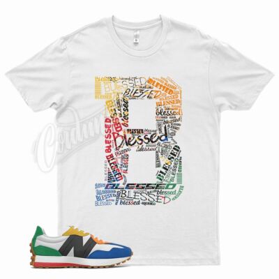 White BLESSED T Shirt for  Balance 327 Captain Blue Summer Fog Playground 13