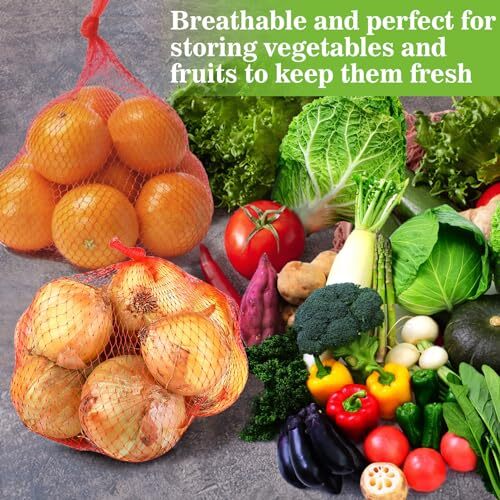 Sukh 90PCS Mesh Produce Bags 24Inch Mesh Vegetable Bags Onion Storage