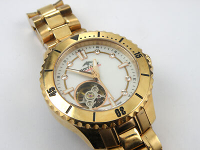 Rotary ALB90073/A/41 Damen Roségold Skelett Automatik Schweizer Uhr - 100m