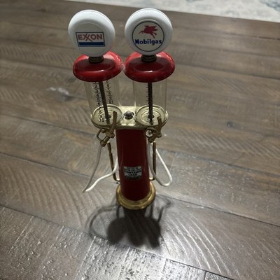 Vintage 8'' double Exxon and Mobilgas Gasoline Pump Rare
