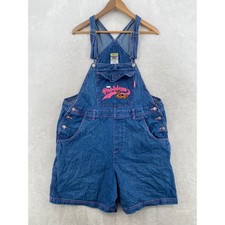 Scooby Doo Cartoon Network Denim Overalls Shorts Women 14-16W Pink Stitch Y2K