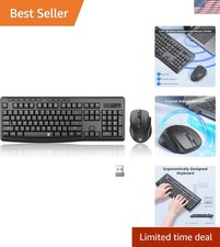Full-Sized 2.4G Wireless Keyboard  Mouse Set   Ergonomic  Spill-Proof Design