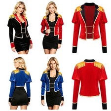 Women Showman Button Circus Ringmaster Stage Show Cosplay Costume Blazer Retro