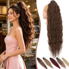 Natural Clip in Messy Wavy Ponytail Hair Extension Claw Clip Pony Tail Wedding