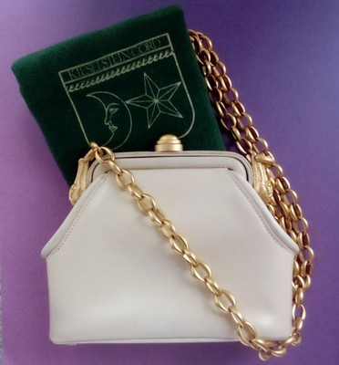 BARRY KIESELSTEIN CORD SM TROPHY ALLIGATOR IVORY LEATHER SHOULDER BAG GOLD TONE 