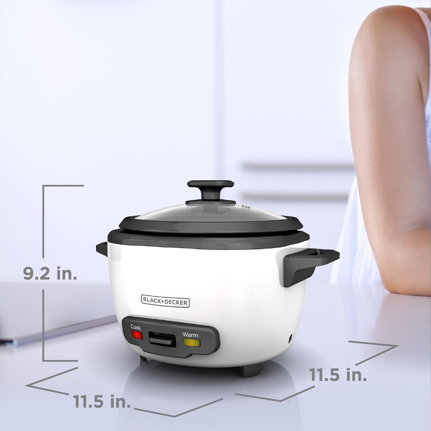 BLACK+DECKER 16-Cup Cooked/8-Cup Uncooked Rice Cooker and Food Steamer, White