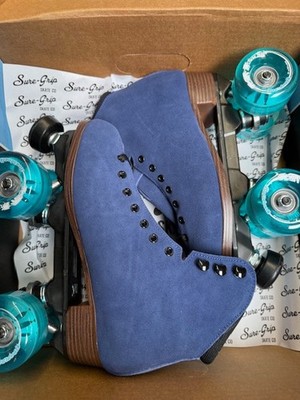 Sure Grip Boardwalk Plus Blueberry Suede roller skates size 6 fits womens 7-7.5