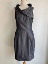 Cue Sheath Dress Size AU 10 Charcoal Draped Cowl Neck Classic Work Cocktail