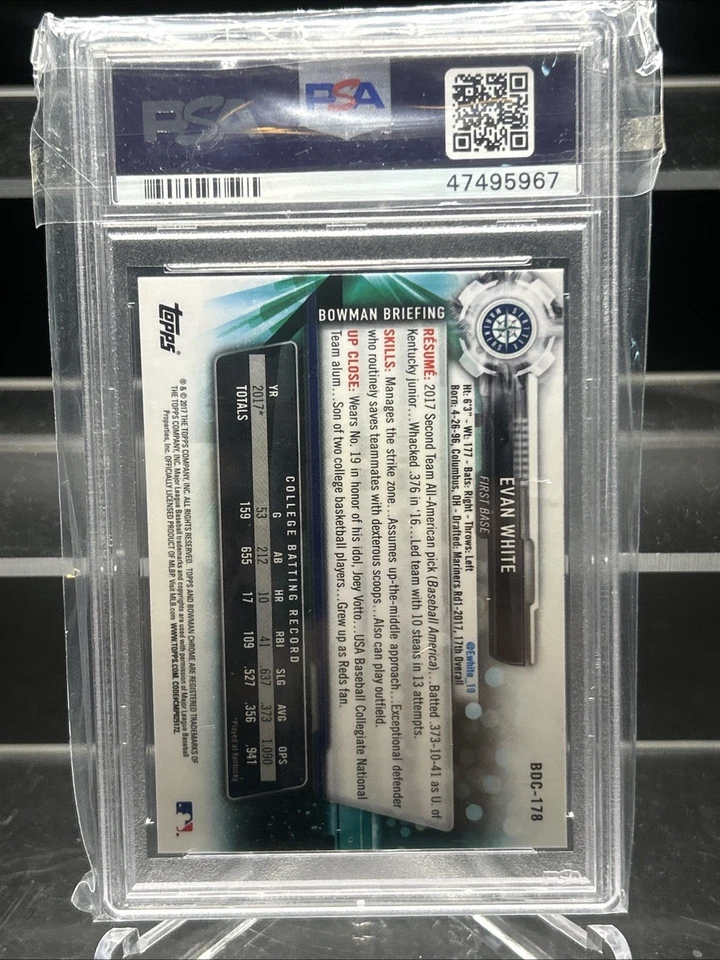 2017 Bowman Draft - Chrome Evan White #BDC-178 (RC) PSA 9 - Image 2 of 2