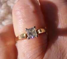 .47ct Princess Cut Natural Diamond Engagement Ring 14kt Yellow Gold Size 6