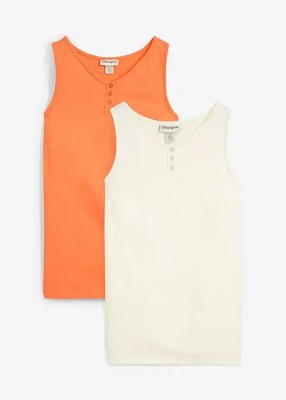 2er Pack Top aus reiner Bio-Baumwolle Gr. 44/46 Mango Cremeweiß Damen-Shirt Neu*