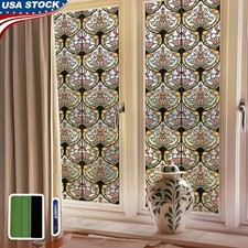 3D Embossed Stained Glass Window Film Static Cling Privacy UV Protection New