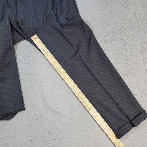 Nautica Suit Mens 44R 36x29 Gray Striped 100% Wool Two Button Cuffed Pleated - Picture 22 of 24
