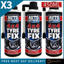 3 x LARGE TYRE QUICK FIX CAR EMERGENCY FLAT PUNCTURE 4x4 FOAM REPAIR KIT 450ML