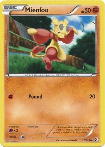 Mienfoo - 87/149 - Uncommon (Damaged) Boundaries Crossed - Fighting Pokémon