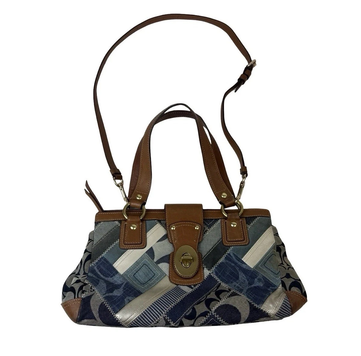 Coach Patchwork Zip Denim Exterior Bags & Handbags for Women for