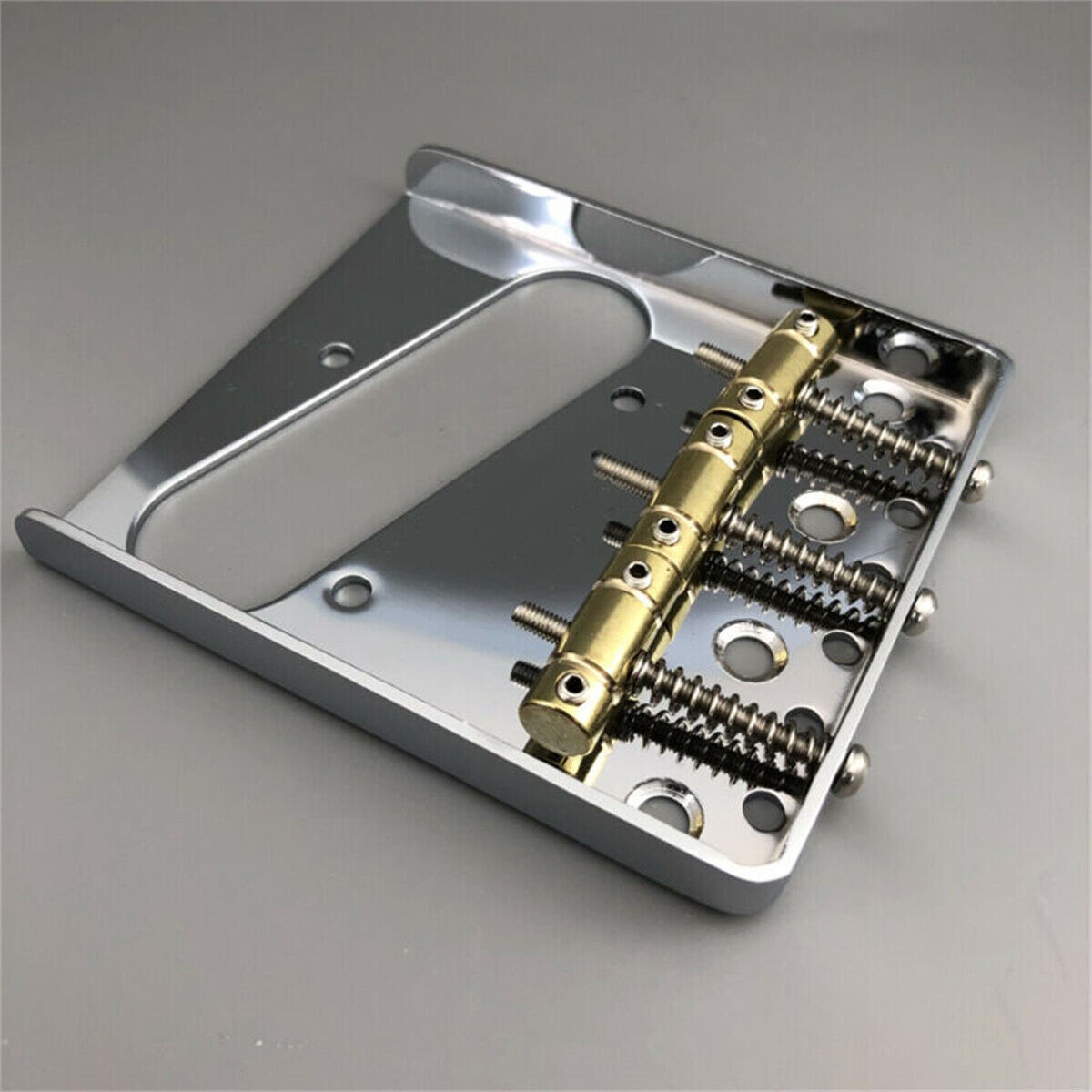 Chrome Vintage Telecaster Bridge Steel Base Brass Saddles for Tele Guitar
