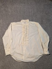 Vintage After Six Tuxedo Shirt Mens 2XL6 Off White Ruffles 70s Dress