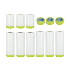 Masking Paper with Tape Pre-Taped Paper Film Kit with 3 Rolls of Tape 2000x55...