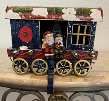 CHRISTMAS EXPRESS  FREIGHT WITH SANTA & FROSTY HOBOS STOCKING HOLDER ~FREE SHIP!