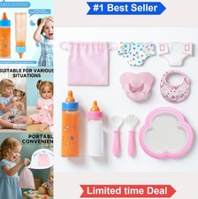 Doll Feeding Accessories 10 Piece Pink Magic Milk Bottle Set Magnetic Pacifier
