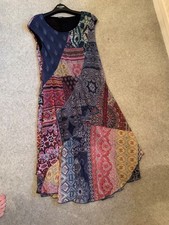 Desigual  Boho  Cotton Patchwork Flared Summer Floaty Dress L UK12 Lined