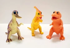 Vtg 1980s Jarv Greenbrier International 3 Dinosaur Toys 4" Platypus T-Rex