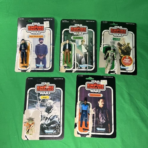 Vintage Lot of 5 Star Wars ESB Action Figures w/ Card Backs Kenner 80s