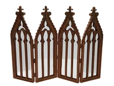 Valerie Antiqued Cathedral 4-Panel Decorative Mirror