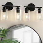 Modern Vanity Lights - Matte Black, Clear Glass Shade, Wall Sconce for Bathro...