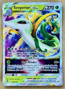 POKÉMON SILVER TEMPEST SERPERIOR VSTAR RARE HOLO 008/195 NM+ PACK FRESH
