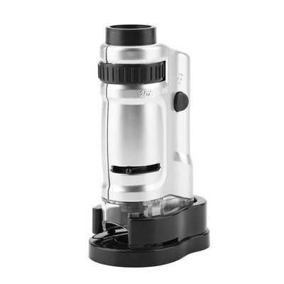 20X-40X Zoom LED Lighted Illuminated Mini Pocket Microscope With Base SET