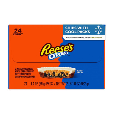 OREO Milk Chocolate and White Creme Peanut Butter Cups, Candy Packs, 1.4 Oz (24
