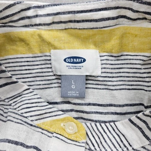 Top manga larga Old Navy para mujer talla grande amarillo blanco negro a rayas Foto 3 de 4